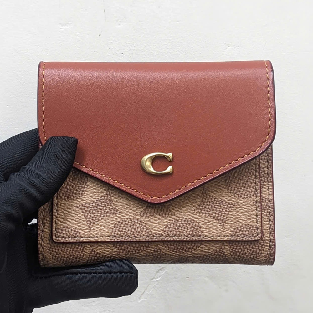 Coach C2329 Wyn Small Wallet In Colorblock Signature Canvas Tan Brown 23.jpg